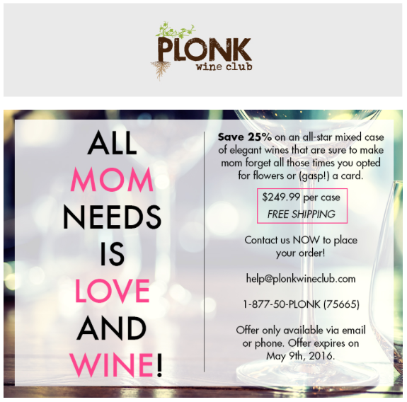 Plonk Wine Club Mother's Day Sale