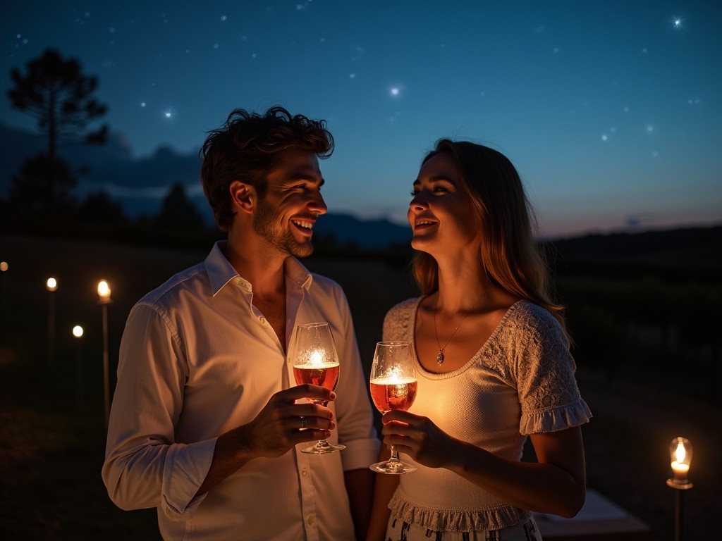 wine tasting at winery at night