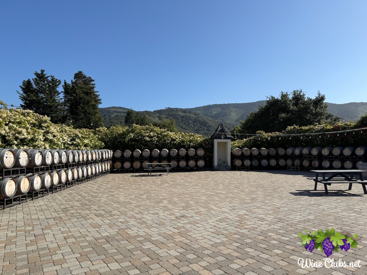 folktale winery vineyards courtyard barrels