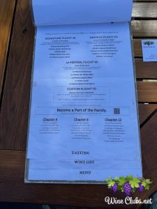 folktale winery vineyards wine tasting menu