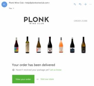 plonk wine club shipping status