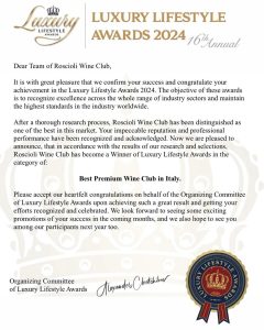 roscioli wine club award
