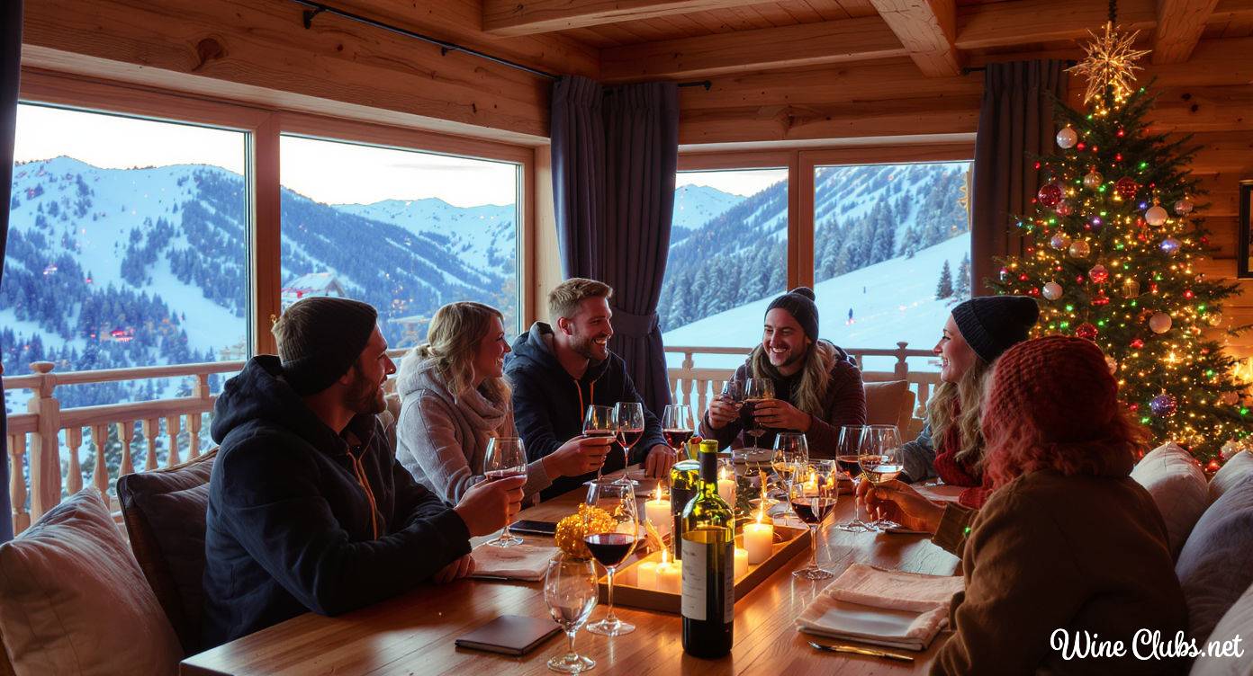 drinking wine after skiing
